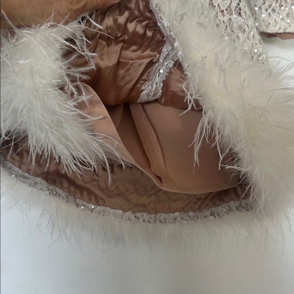 NADINE MERABI Carly Sequins  Mini Dress with detatchable belt and Feather Detail - Picture 12 of 15